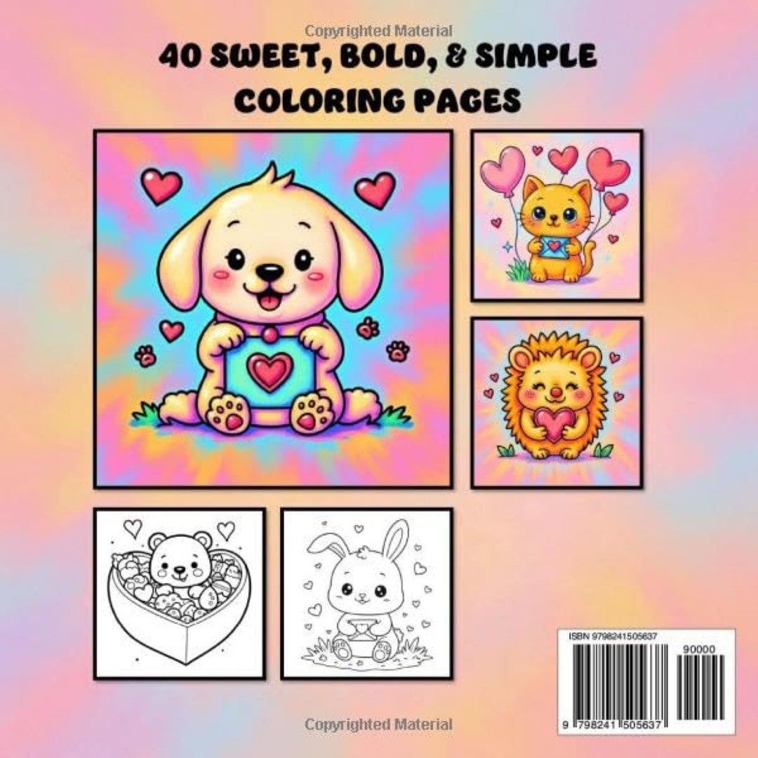Cute Animals Valentine Coloring Book